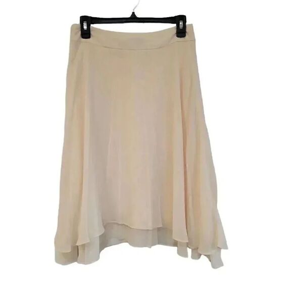 Banana Republic Women's Peach Poly Layered Chiffon Lined A-Line Skirt - Picture 6 of 10